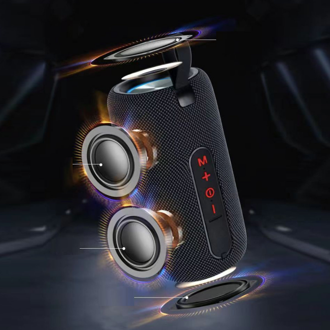 Dual Boom Bang Bluetooth Speaker - High Stereo Sound, 360° Dual Full Range, Hands-Free Calls, 4 Playback Modes