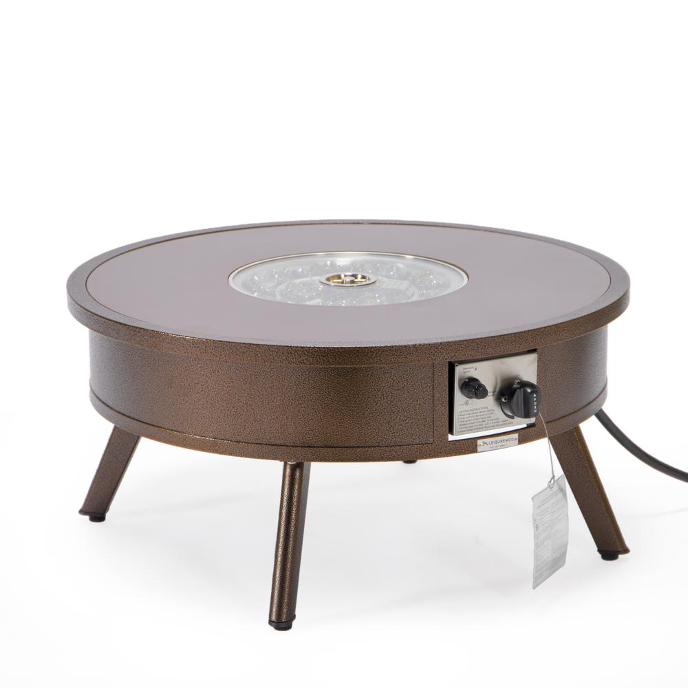Walbrooke Modern Aluminum Round Fire Pit Table - Outdoor Patio Side Table