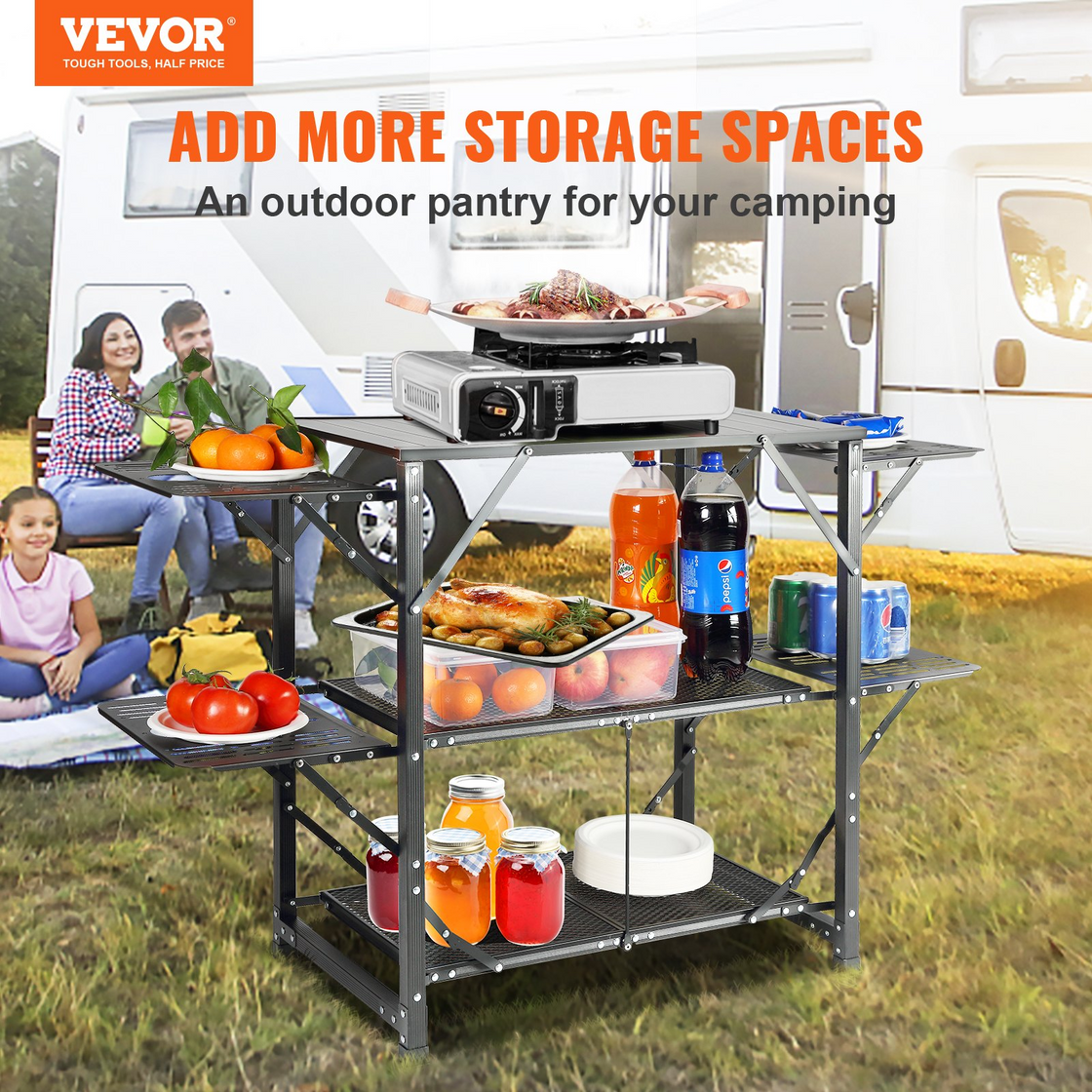 VEVOR Camping Kitchen Table - Folding Portable Cook Station with Carrying Bag