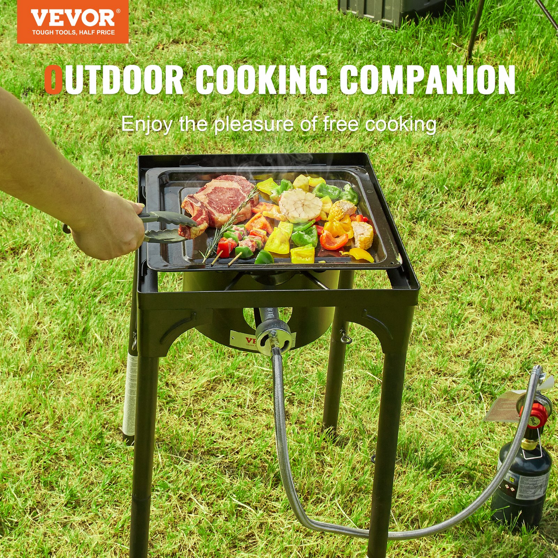 VEVOR Single Burner Outdoor Camping Stove - Heavy Duty Carbon Steel Gas Cooker
