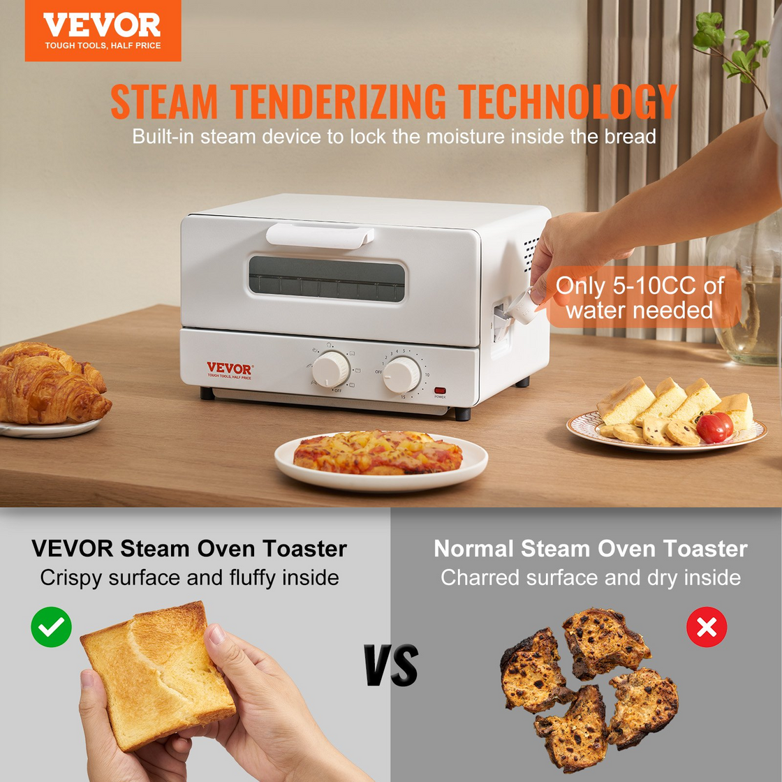 VEVOR Steam Oven Toaster, 12L Countertop Convection Oven, 1300W 5 In 1 - Buy Online