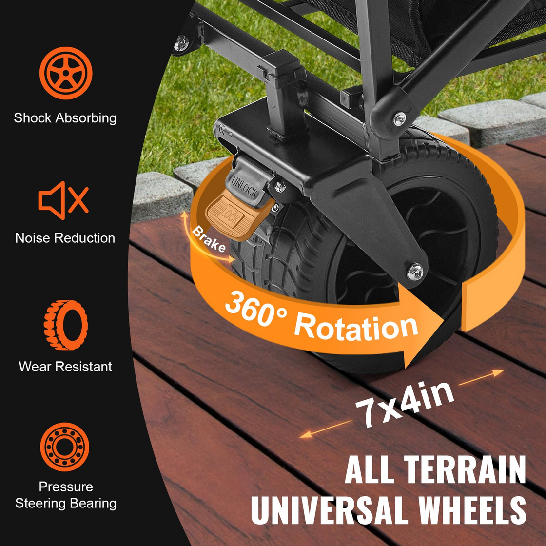 VEVOR Collapsible Folding Wagon - All-Terrain Wheels, Heavy Duty, 350 lbs Capacity
