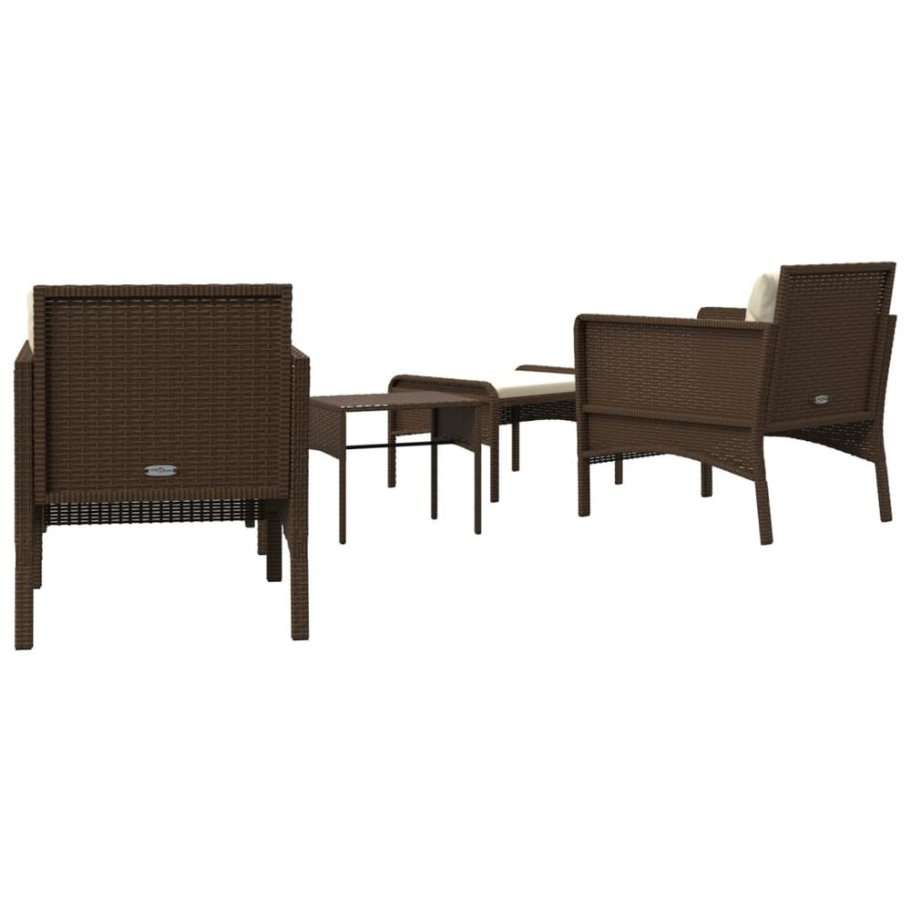 5 Piece Patio Lounge Set with Cushions | Brown Poly Rattan | Outdoor Furniture