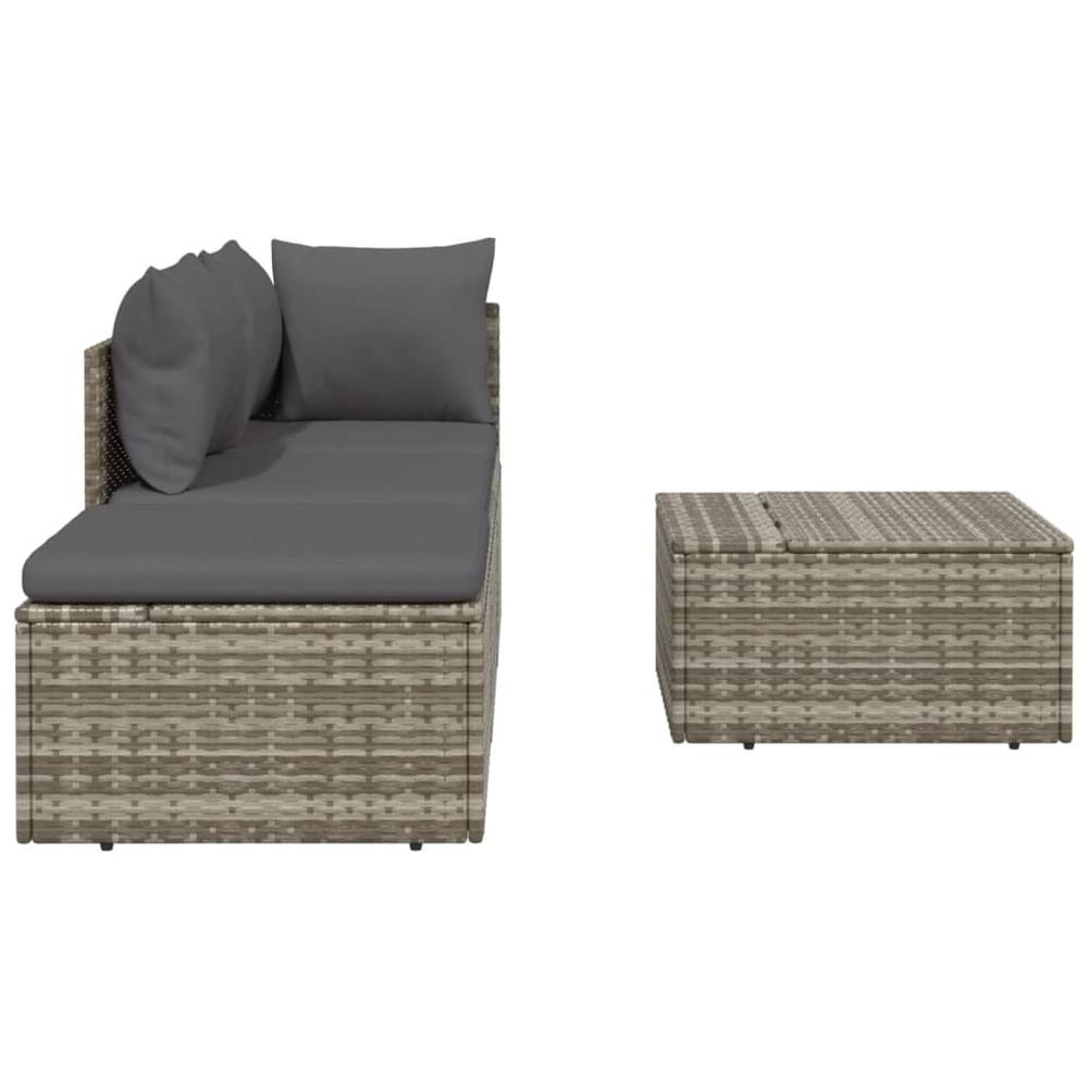 4 Piece Patio Lounge Set with Cushions - Gray Poly Rattan | Outdoor Seating