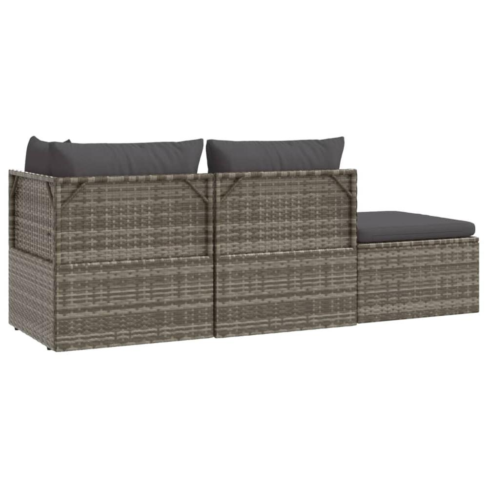 4 Piece Patio Lounge Set with Cushions - Gray Poly Rattan | Outdoor Seating