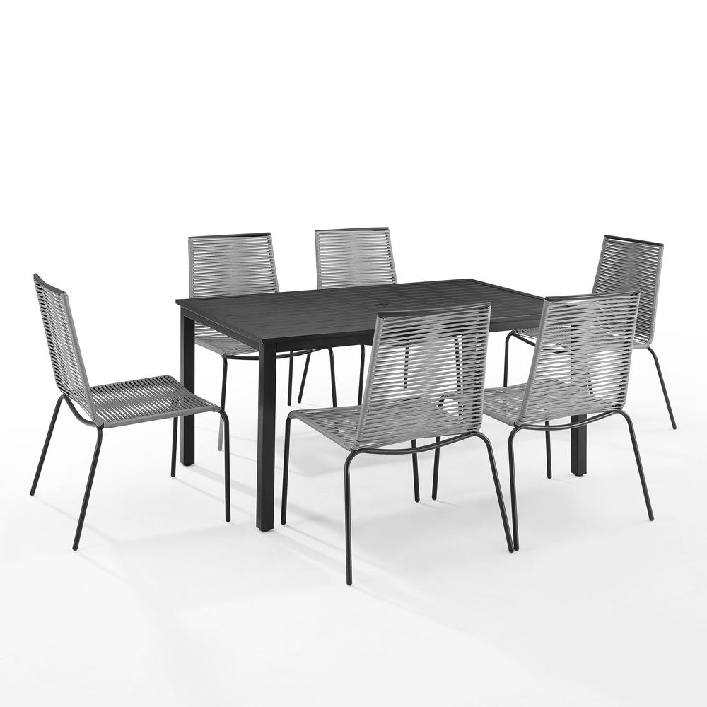 Fenton 7Pc Outdoor Wicker/ Metal Dining Set - Gray/Matte Black