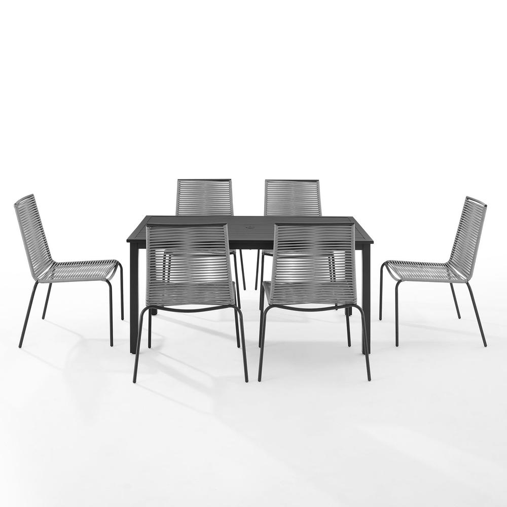 Fenton 7Pc Outdoor Wicker/ Metal Dining Set - Gray/Matte Black