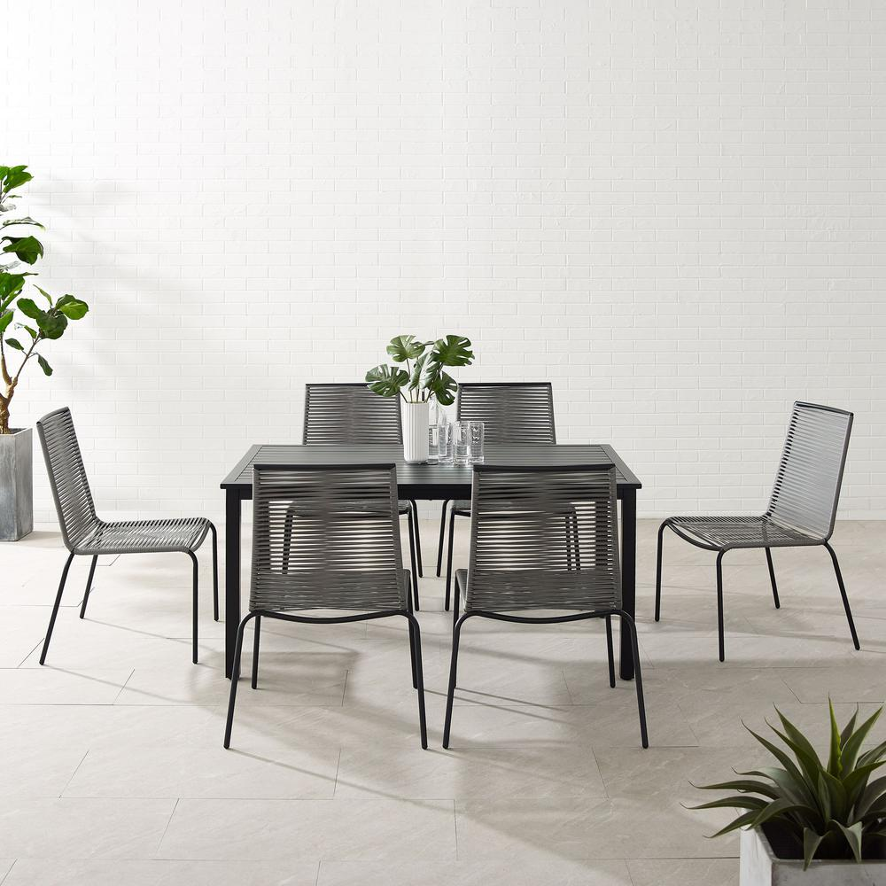 Fenton 7Pc Outdoor Wicker/ Metal Dining Set - Gray/Matte Black