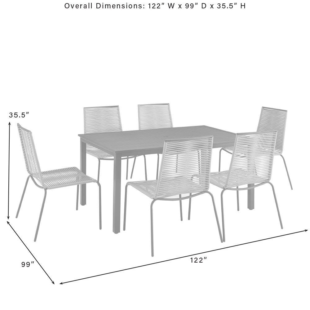 Fenton 7Pc Outdoor Wicker/ Metal Dining Set - Gray/Matte Black