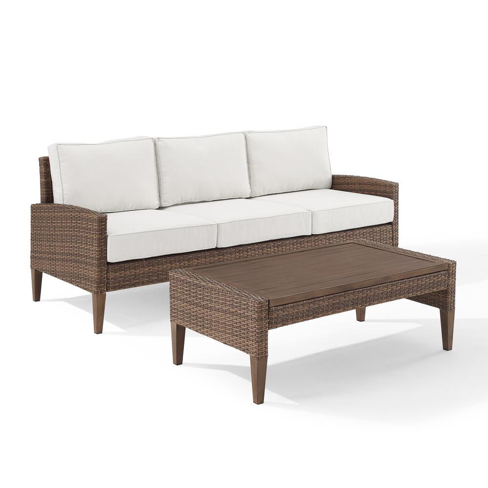 Capella Outdoor Wicker 2Pc Sofa Set - Creme/Brown | Durable and Stylish