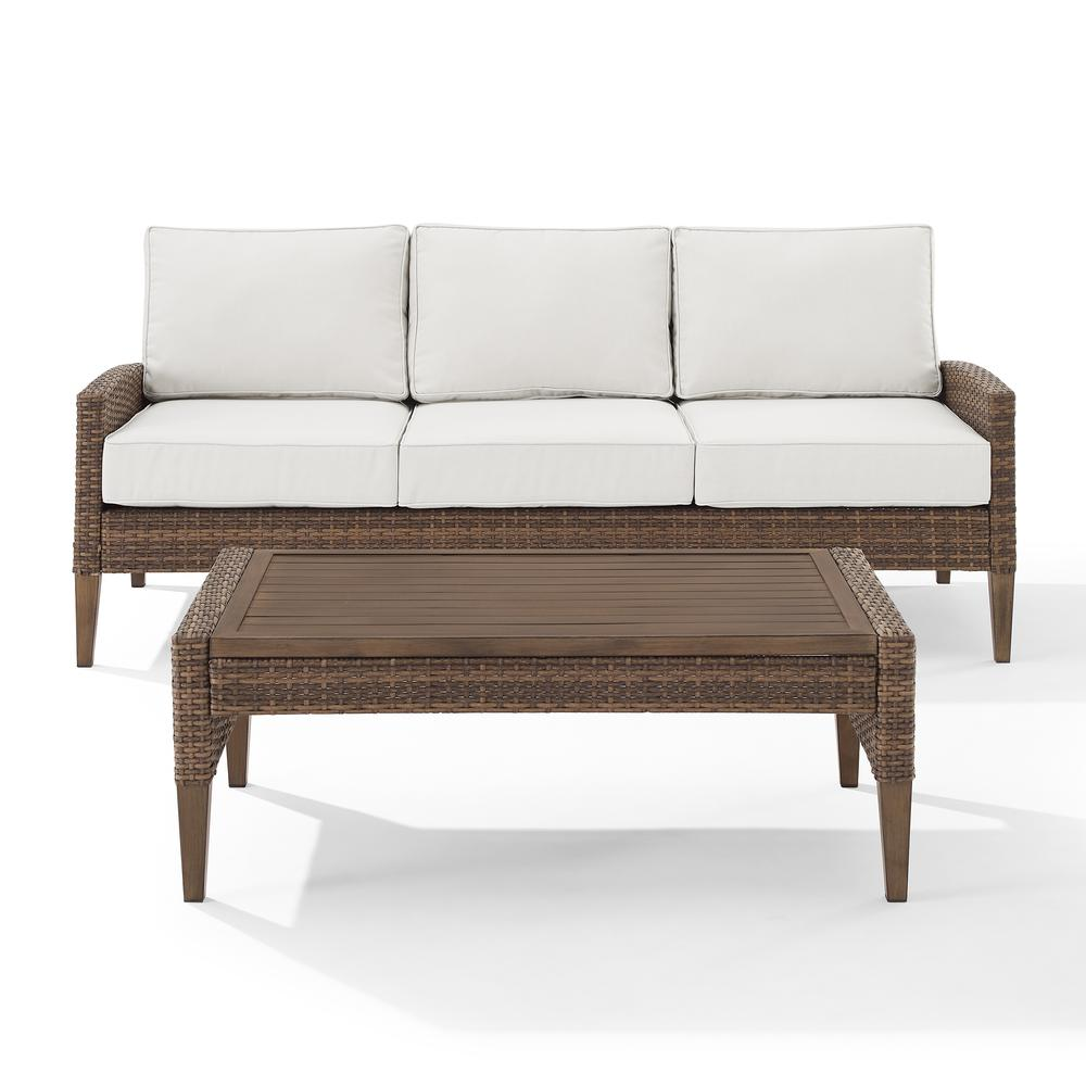 Capella Outdoor Wicker 2Pc Sofa Set - Creme/Brown | Durable and Stylish