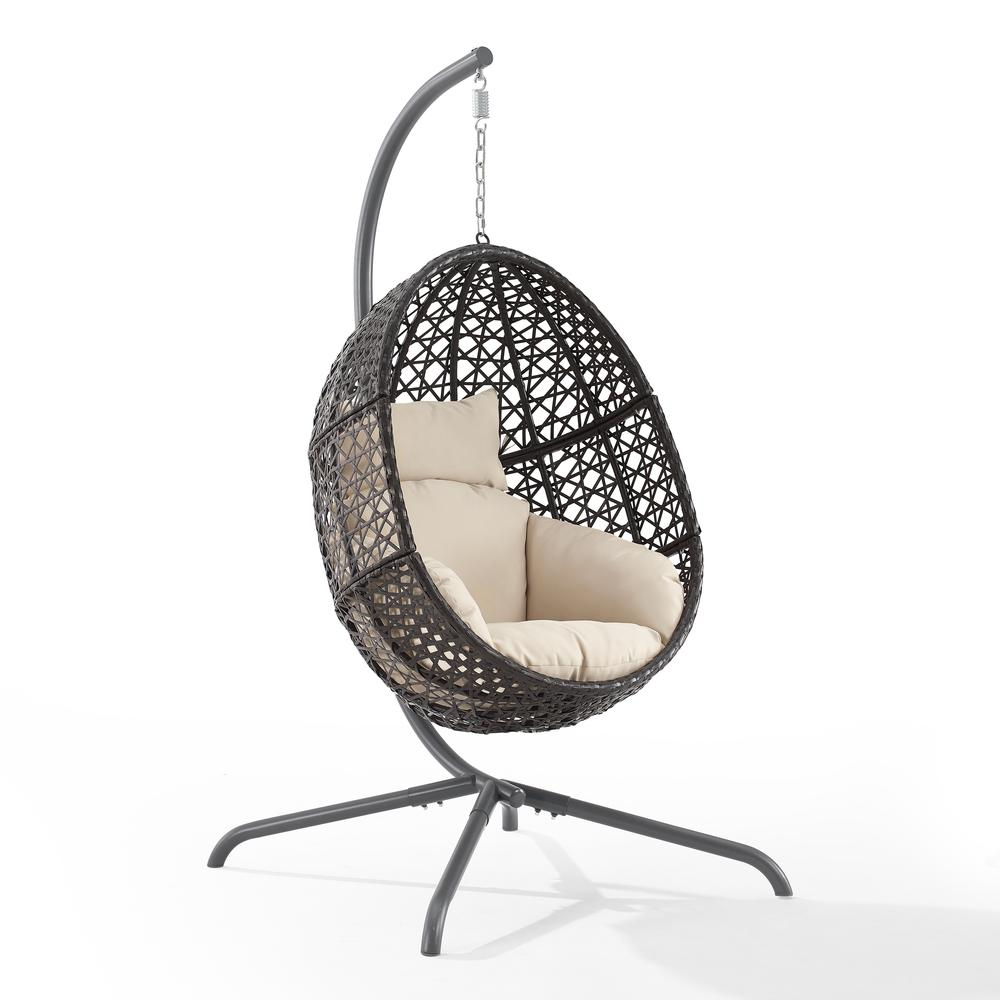 Calliope Indoor/Outdoor Wicker Hanging Egg Chair Sand/Dark Brown - Egg Chair & Stand