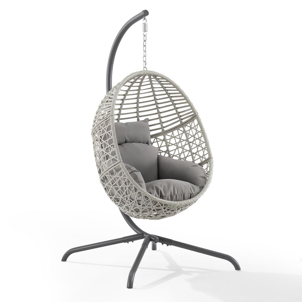 Lorelei Indoor/Outdoor Wicker Hanging Egg Chair Gray/Light Gray - Bohemian Style Egg Chair & Stand