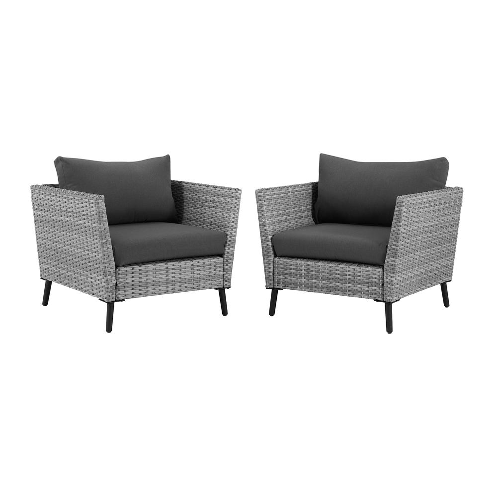 Richland 2Pc Outdoor Wicker Armchair Set Charcoal/Gray - 2 Armchairs