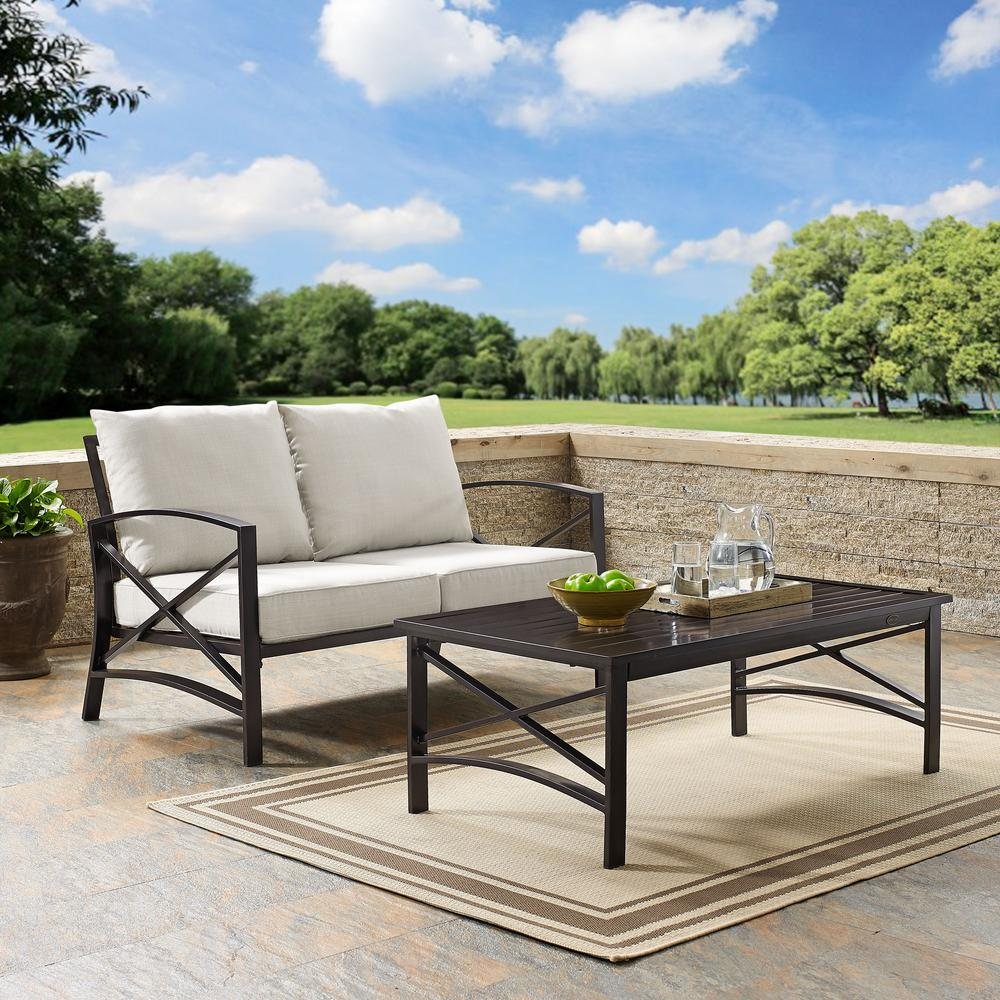 Kaplan 2Pc Outdoor Metal Conversation Set - Oatmeal/Oil Rubbed Bronze