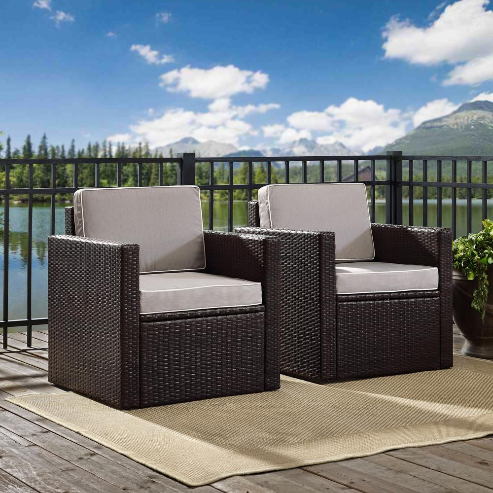 Palm Harbor 2Pc Outdoor Wicker Chair Set Gray/Brown - 2 Chairs