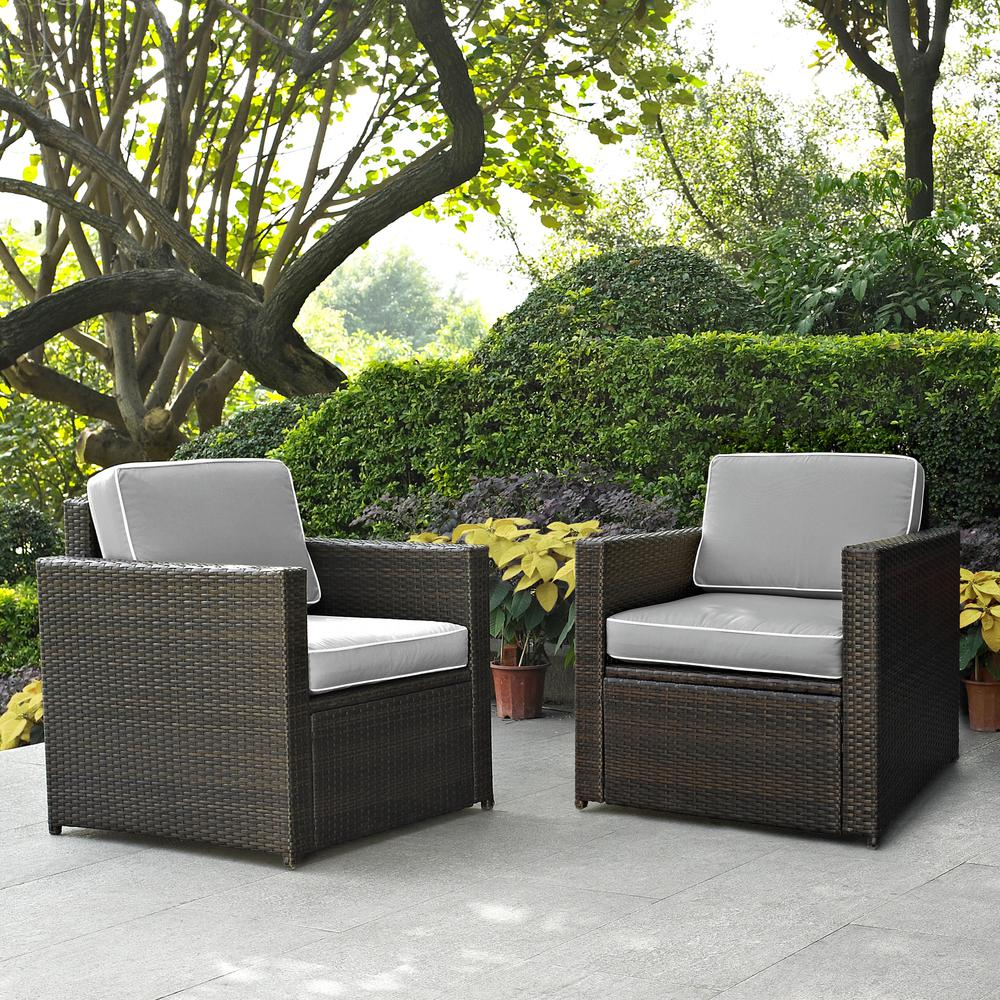 Palm Harbor 2Pc Outdoor Wicker Chair Set Gray/Brown - 2 Chairs