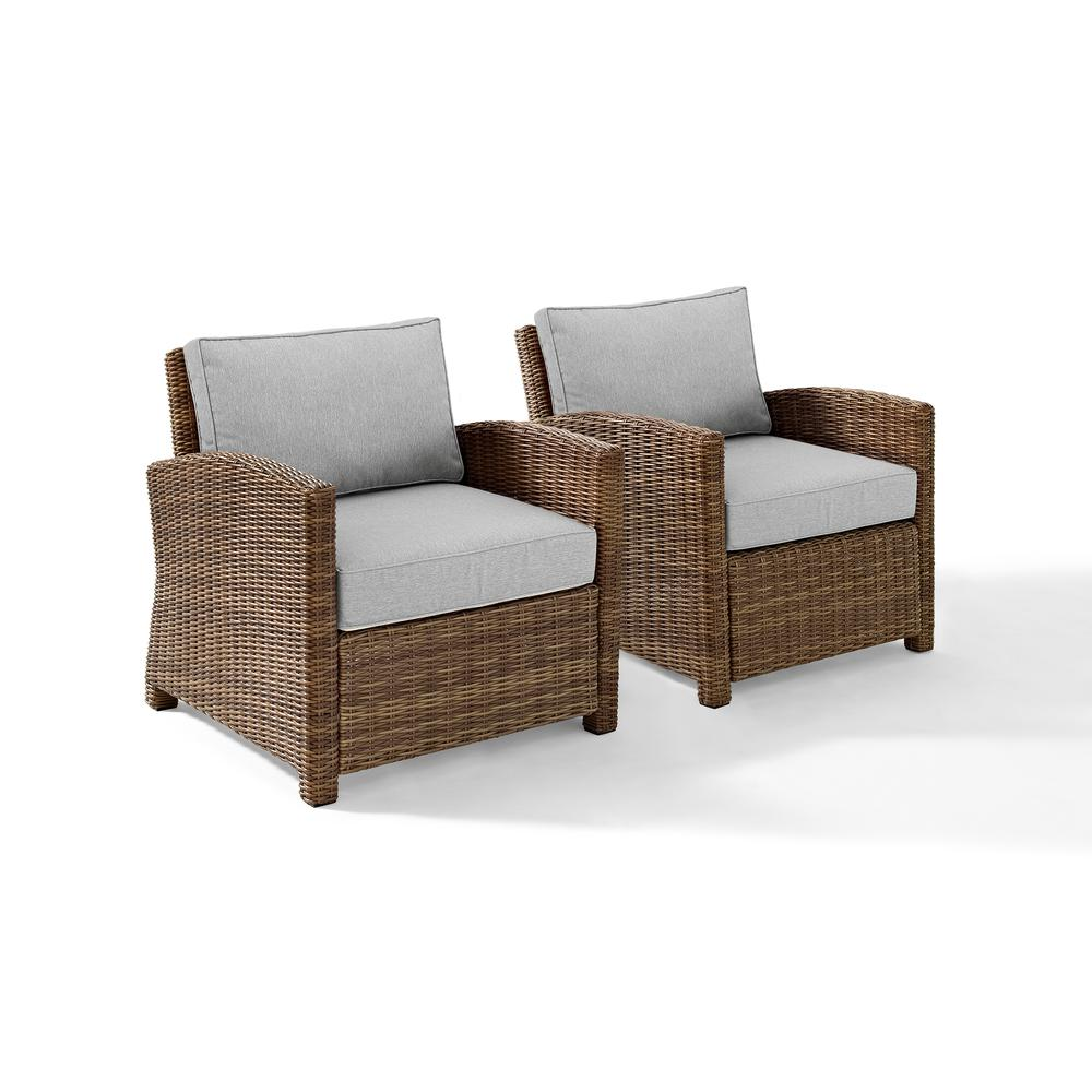 Bradenton 2Pc Outdoor Wicker Armchair Set Gray/Weathered Brown - 2 Armchairs