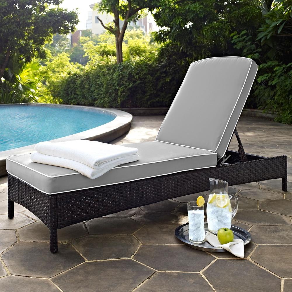 Palm Harbor Outdoor Wicker Chaise Lounge Gray/Brown