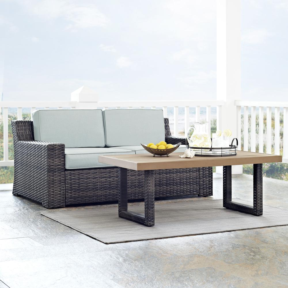 Beaufort 2Pc Outdoor Wicker Chat Set Mist/Brown - Loveseat & Coffee Table