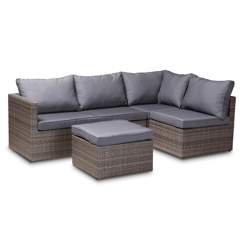 Brown Finished 4-Piece Woven Rattan Outdoor Patio Set