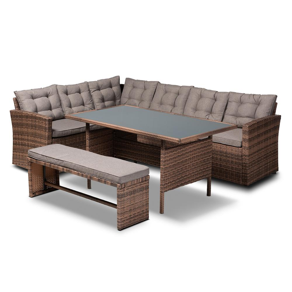 Brown Finished 4-Piece Woven Rattan Outdoor Patio Set