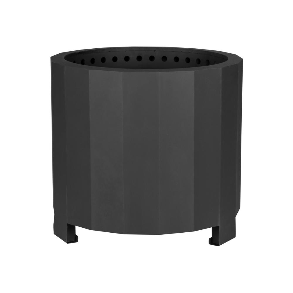 Titus Commercial Grade 19.5 inch Smokeless Outdoor Firepit, Natural Wood Burning Portable Fire Pit With Waterproof Cover, Black