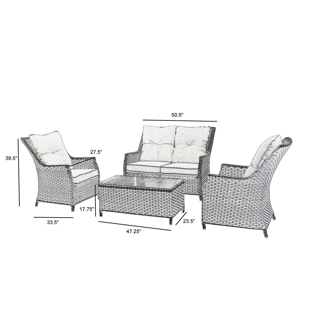 Rockhill All Weather Wicker 4 Piece Seating Group with Sunbrella Cushions