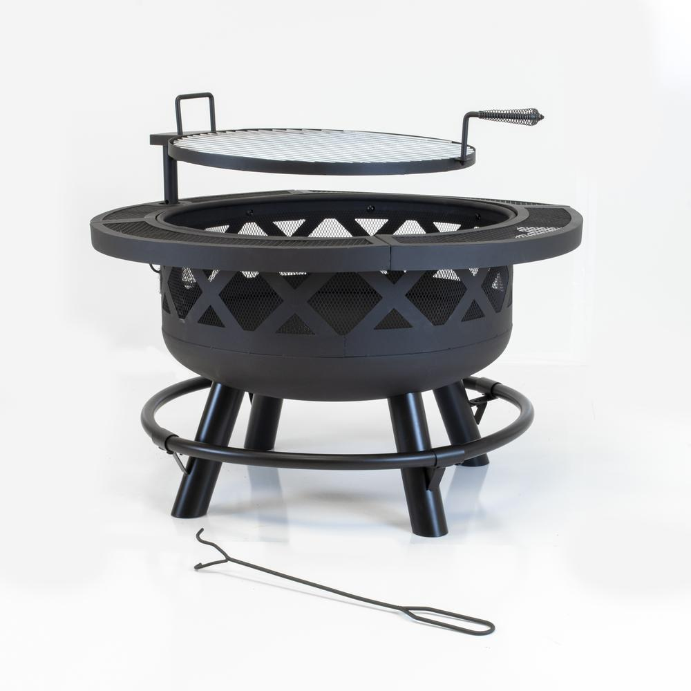 Outdoor Leisure Products Model 5511 32" Roundup Fire Pit with adjustable 20 inch cooking shelf