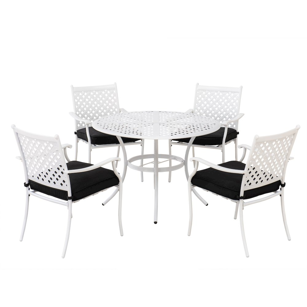 Sunjoy 5 Piece Patio Dining Set - White Steel Outdoor Dining Sets