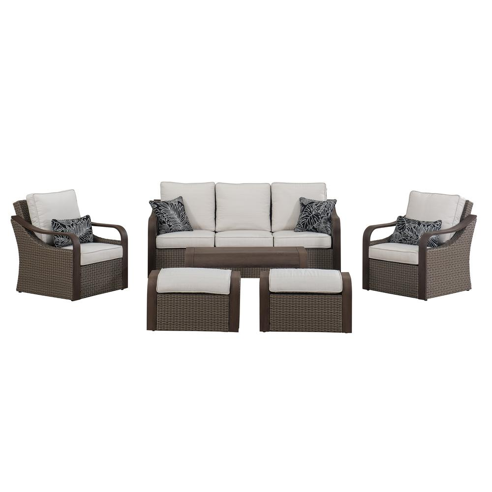 6-pc. Patio Conversation Sets Brown Wicker Outdoor Furniture Set