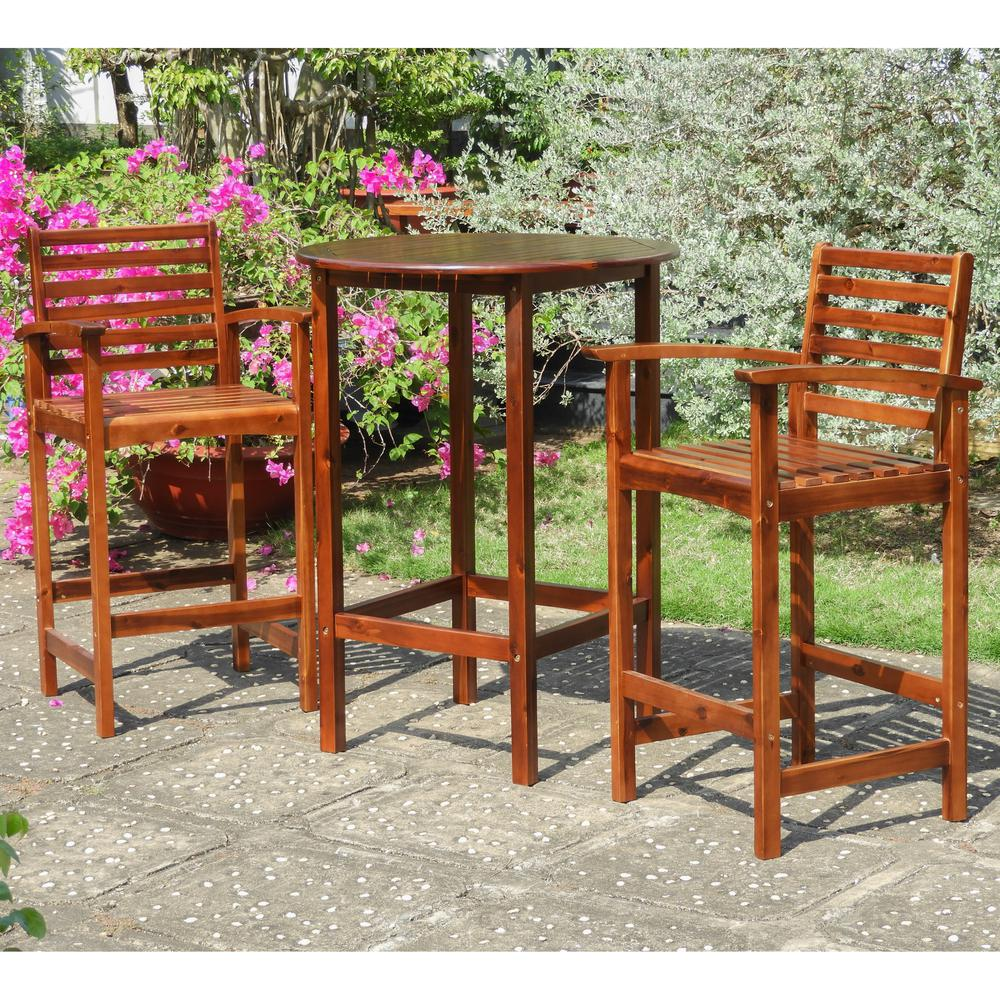 Highland Outdoor Bar Height Bistro Set - Rustic Elegance for Your Patio