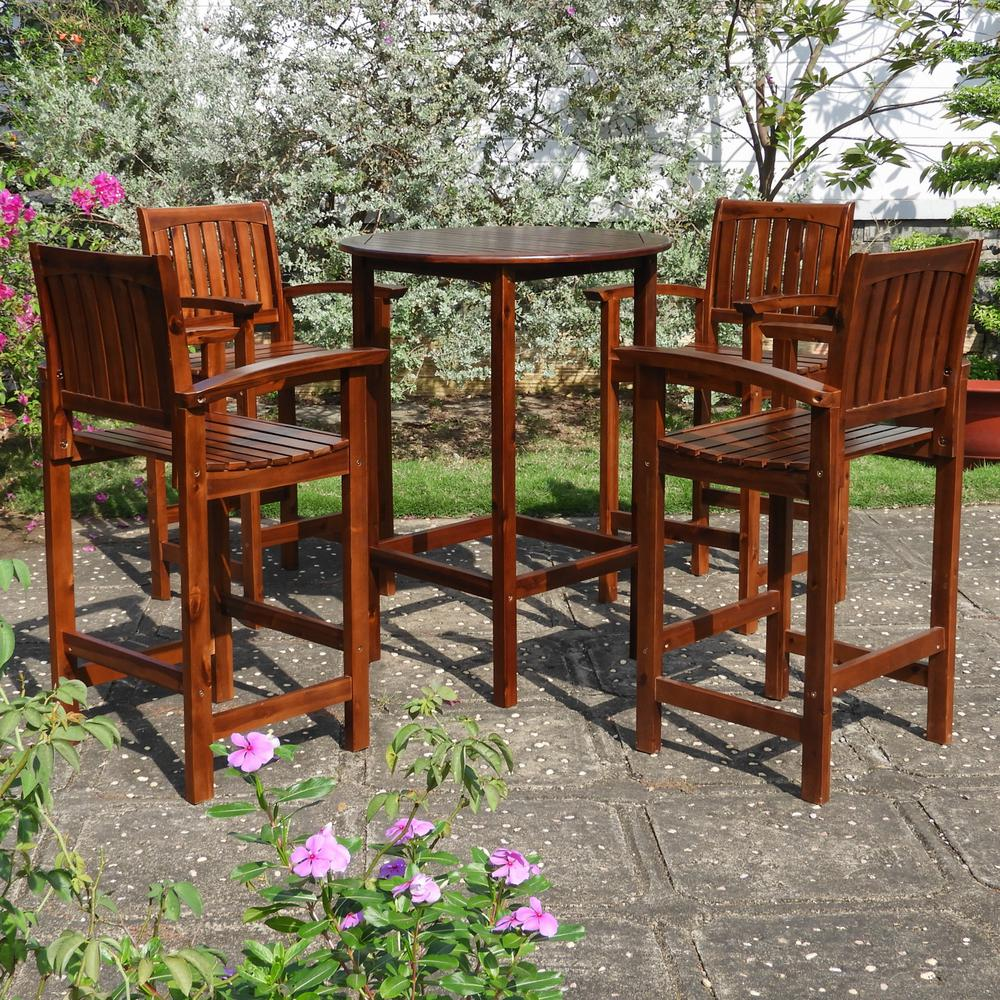 Highland Outdoor Bar Height Dining Set - Rustic Elegance for Your Patio