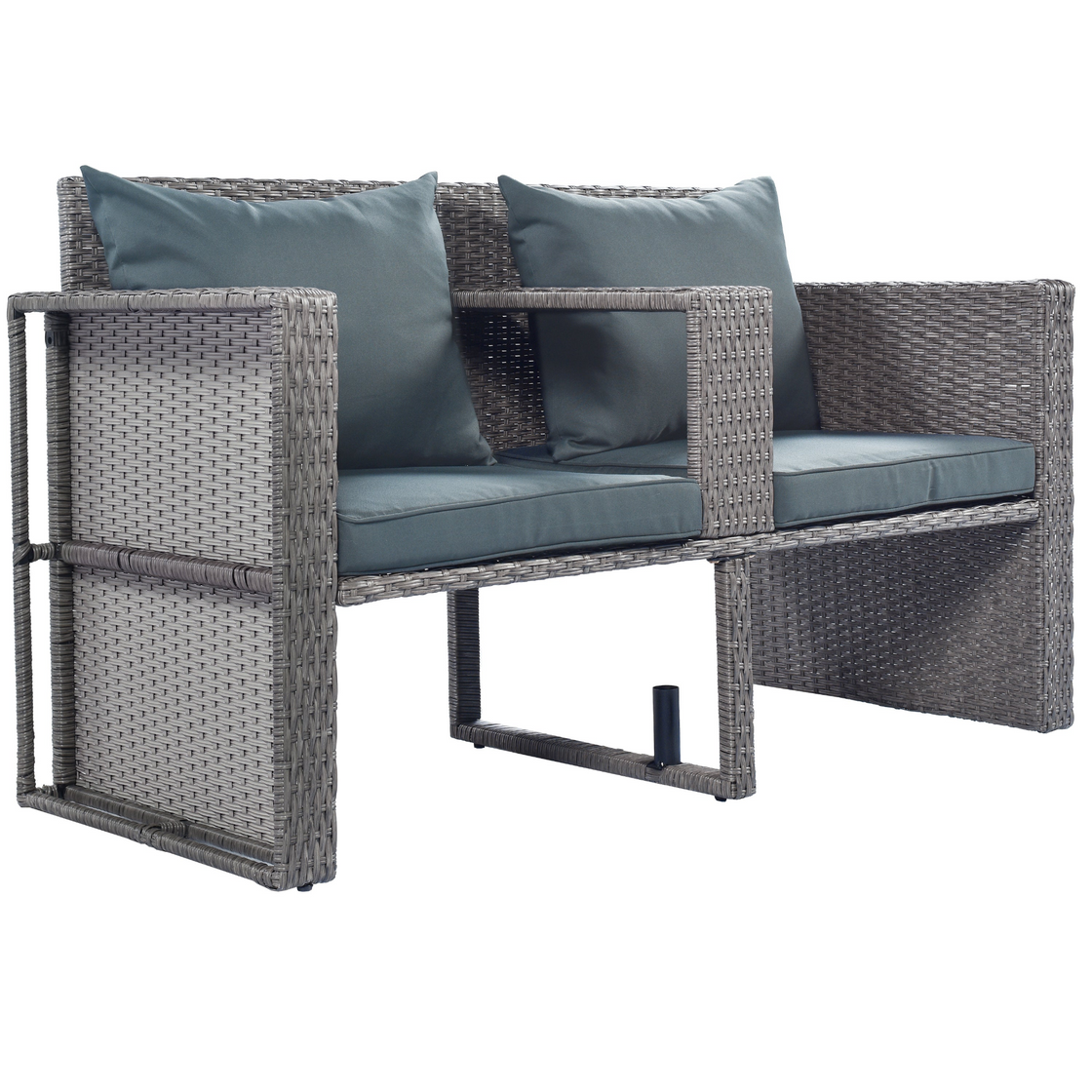 TOPMAX All-Weather PE Wicker Rattan Sofa Set with Side Table for Umbrella