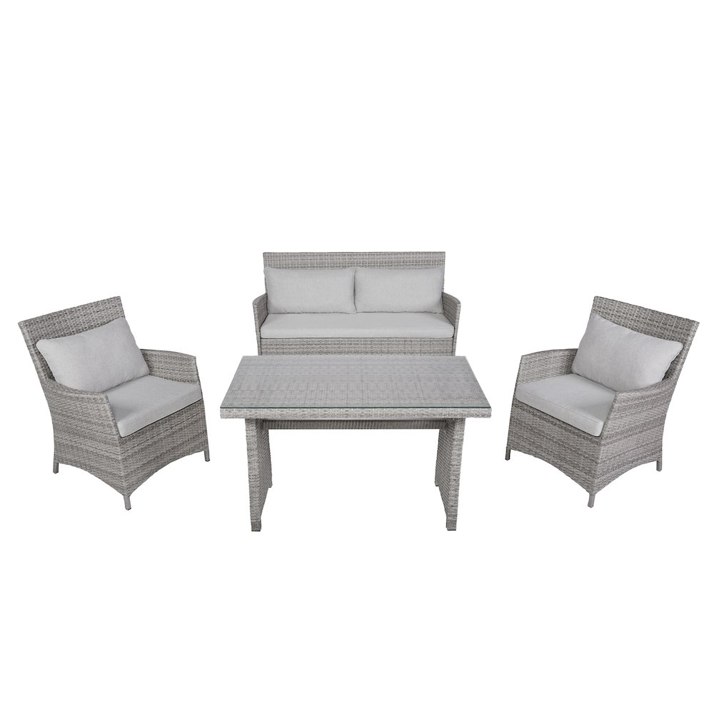 Wicker Sofa Set (4 Piece- 2 Chairs, Love Seat, Table)