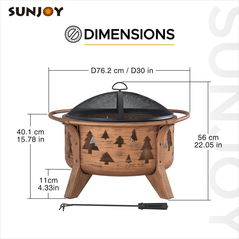 Outdoor Wood-Burning Fire Pit, Patio Tree Motif Steel Firepit Large Fire Pits