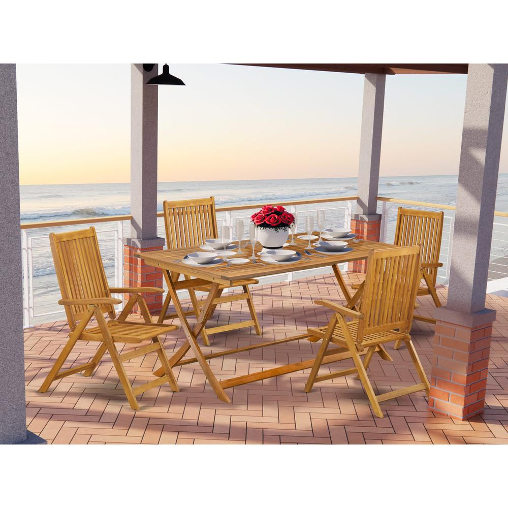 AECN5C5NA - 5 Piece Innovative Patio Dining Set - Outdoor Table with Folding Chairs