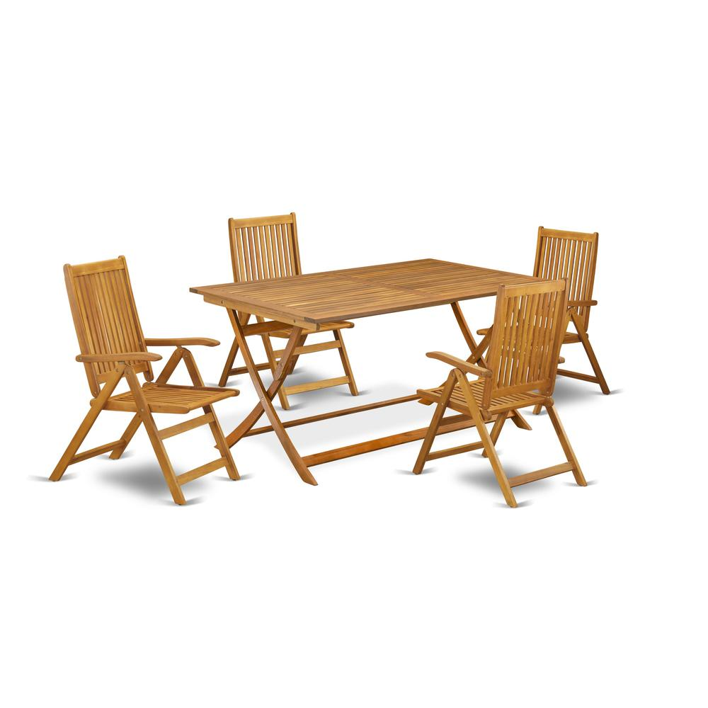 AECN5C5NA - 5 Piece Innovative Patio Dining Set - Outdoor Table with Folding Chairs