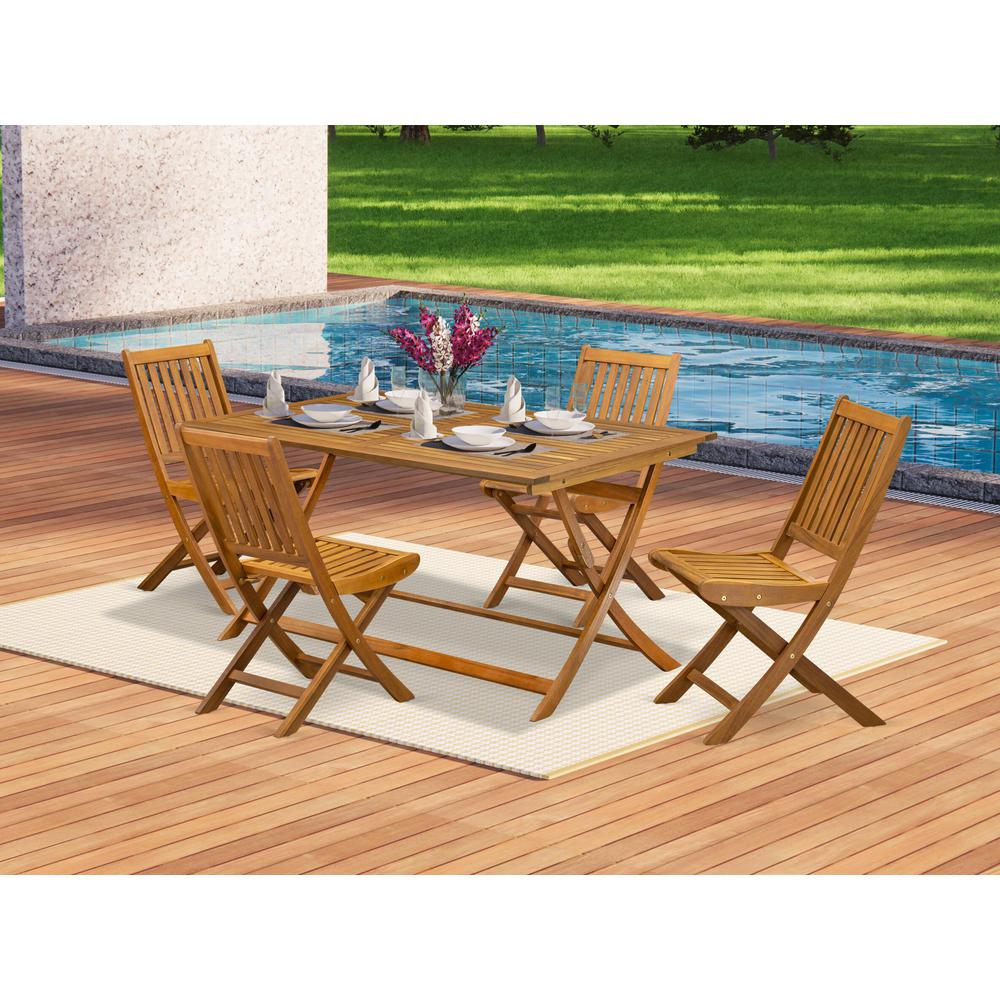 East West Furniture 5 Piece Stylish Bistro Patio Set - Perfect for The Shore, Camping, Picnics