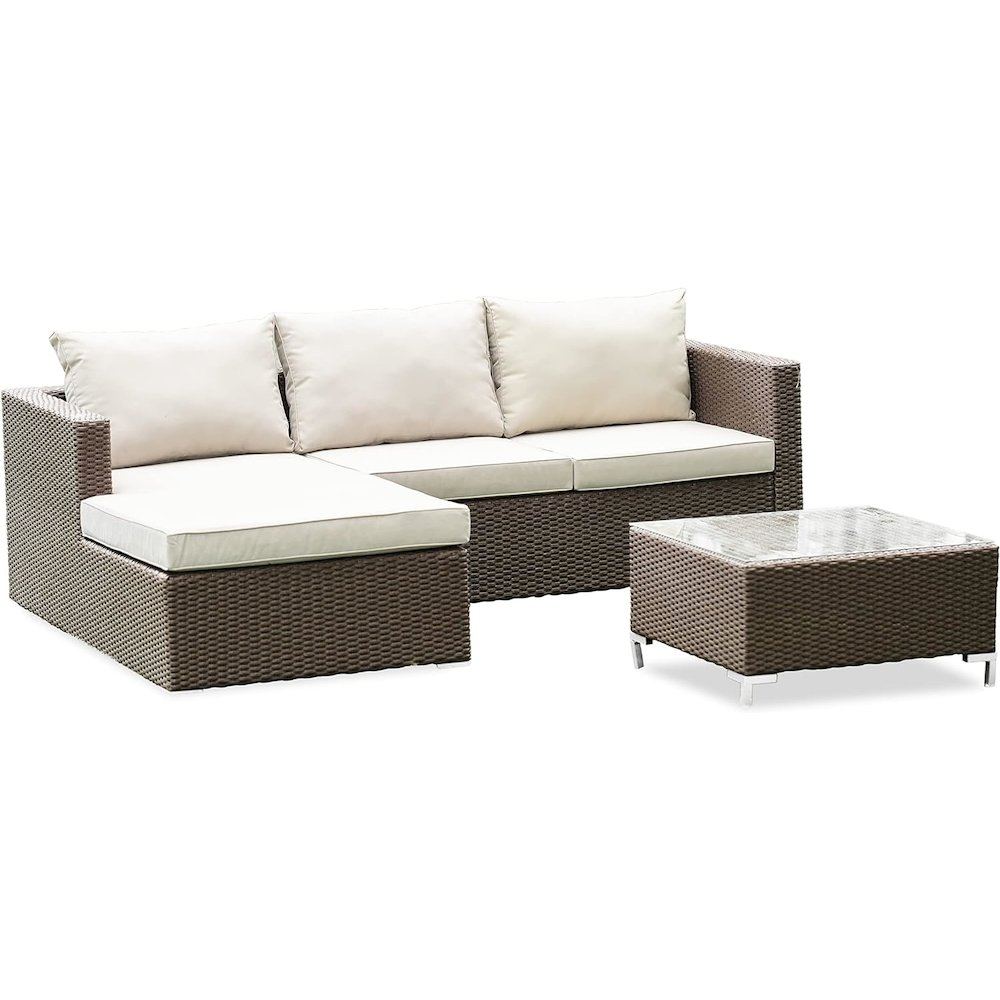 Contemporary Brown Wicker Patio Set | ACL3S02A