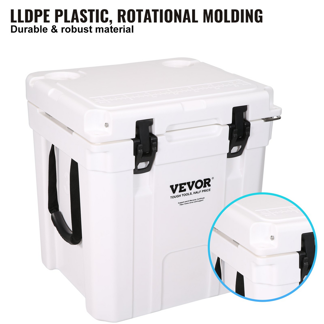 VEVOR Insulated Portable Cooler, 33 qt, Holds 35 Cans, Ice Retention Hard Cooler with Heavy Duty Handle, Ice Chest Lunch Box for Camping, Beach, Picnic, Travel, Outdoor, Keeps Ice for up to 6 Days