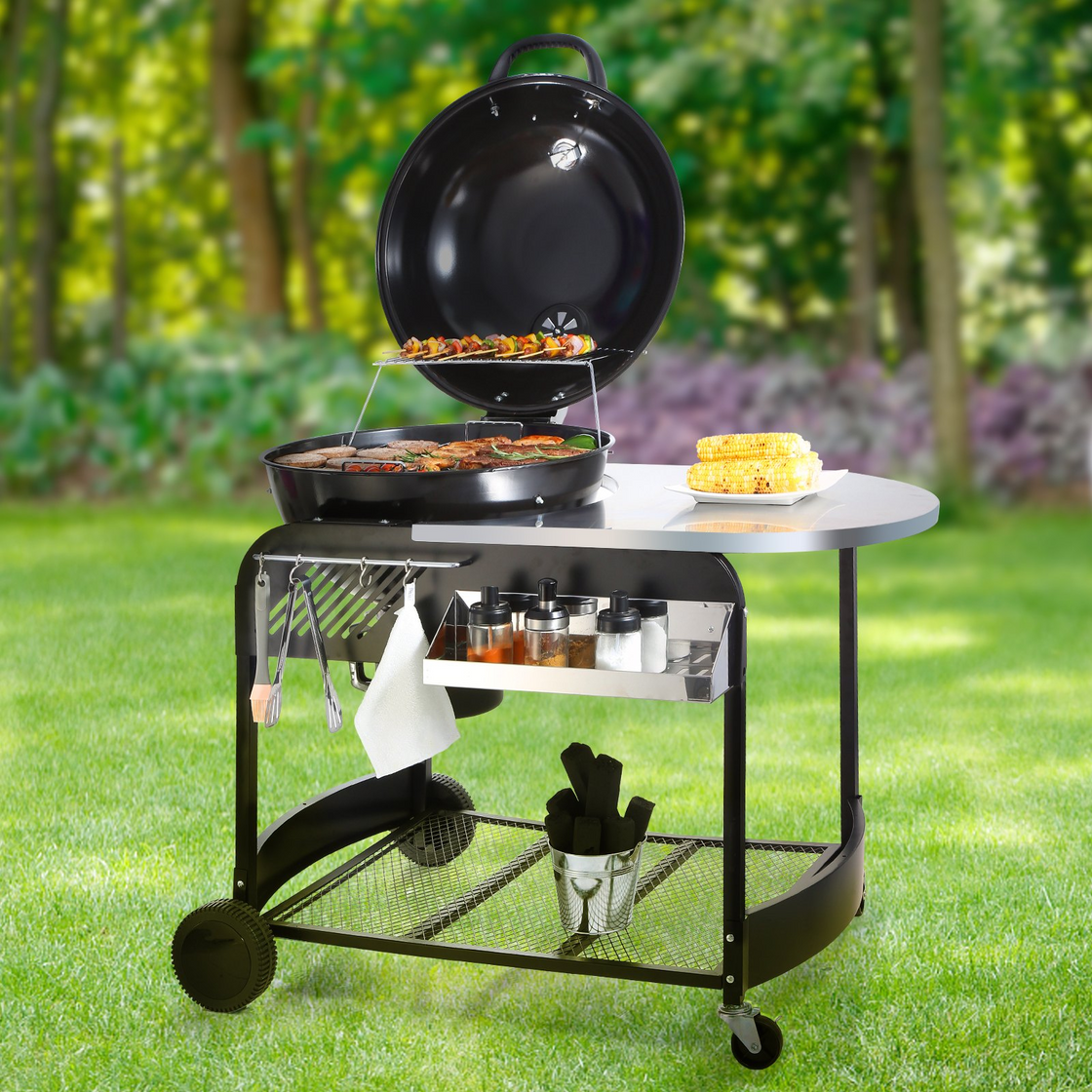 VEVOR 21-inch Kettle Charcoal Grill BBQ Portable Grill with Cart | Outdoor Cooking