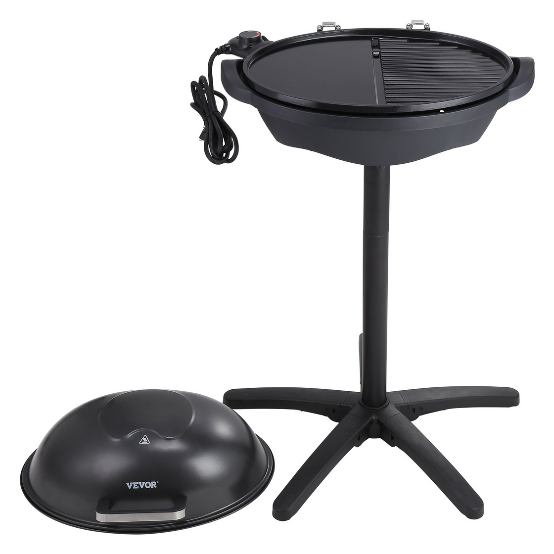 VEVOR Indoor/Outdoor Electric Grill, 1800W 200sq.in Electric BBQ Grill with Zone Grilling Surface, Removable Stand, Non-stick Patio Grill with Adjustable Temperature for Party Camping Yard