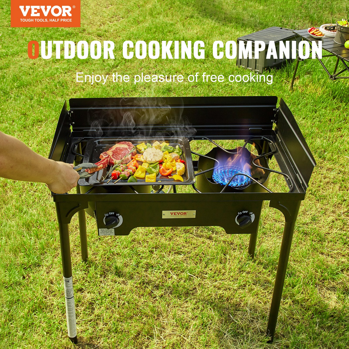 VEVOR Double Burner Outdoor Camping Stove, 60,000-BTU Cooking Stove