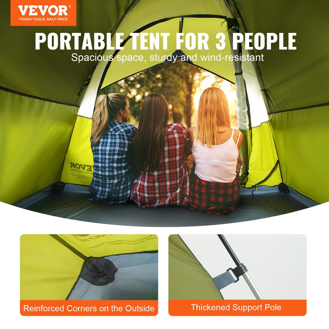 VEVOR Camping Tent - Waterproof Lightweight Backpacking Tent, Easy Setup, with Door and Window