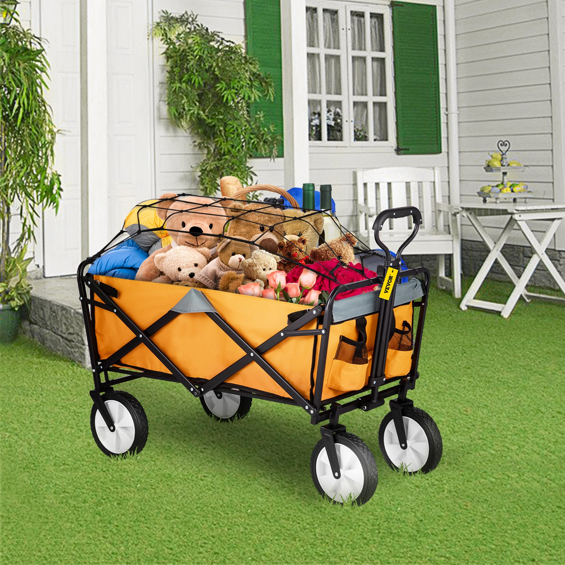 VEVOR Wagon Cart - Collapsible Folding Garden Cart with 176lbs Load