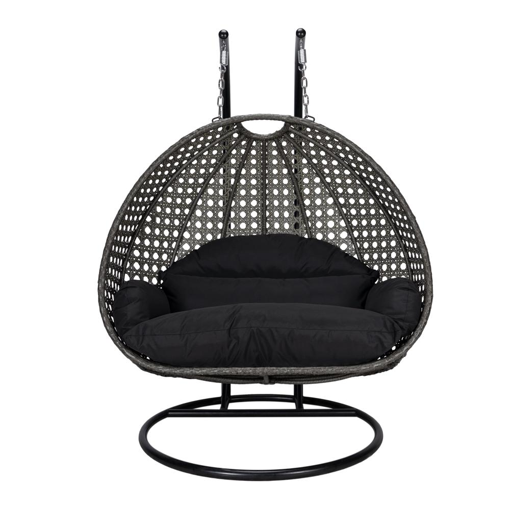Charcoal Wicker Hanging 2 person Egg Swing Chair