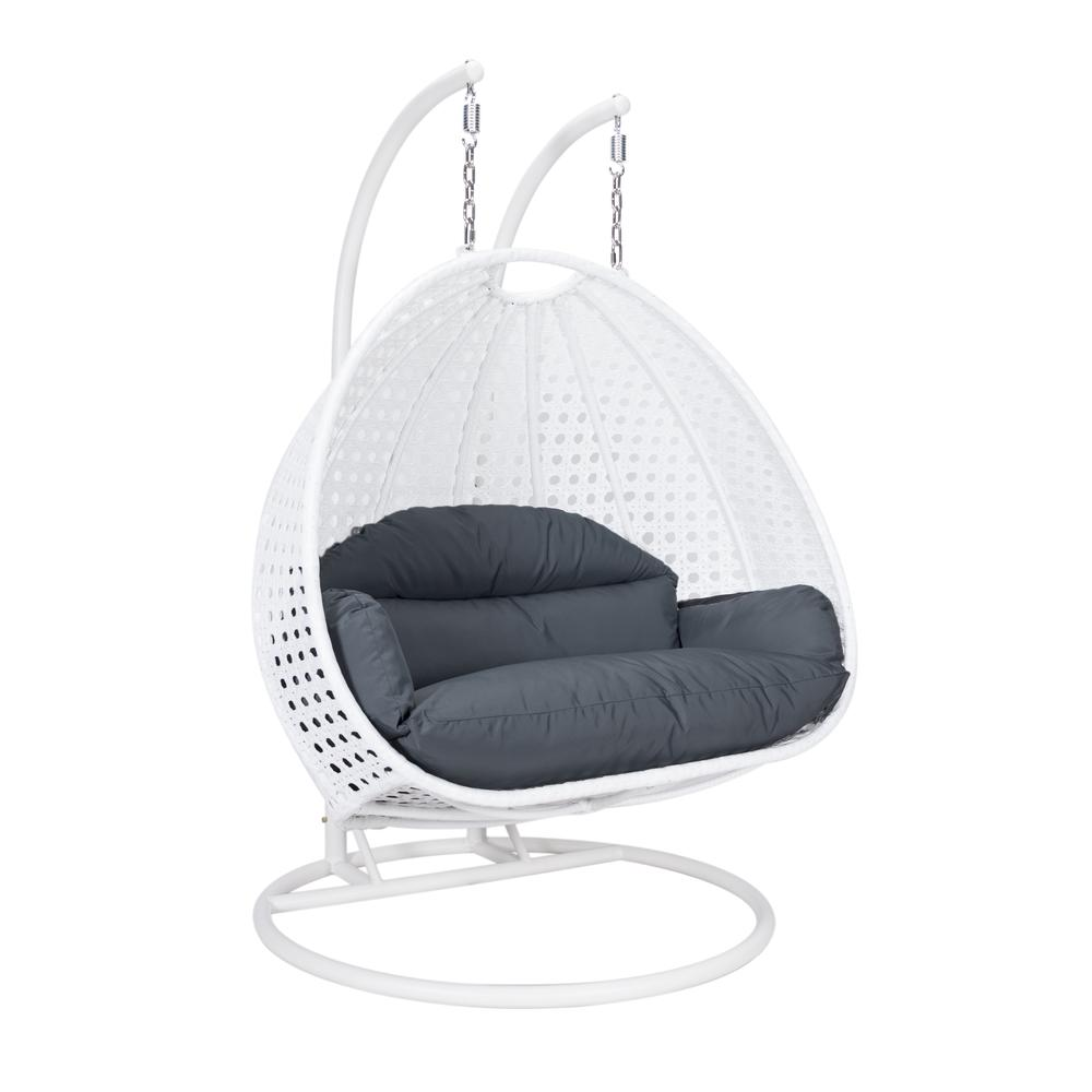 White Wicker Hanging 2 person Egg Swing Chair