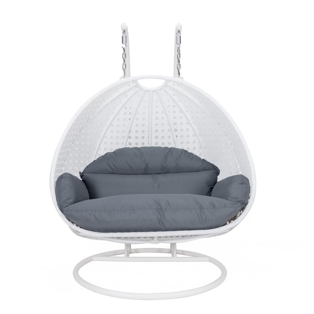 White Wicker Hanging 2 person Egg Swing Chair