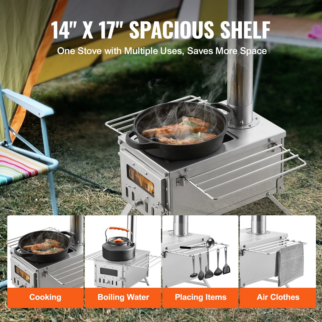 VEVOR Wood Stove, 80 inch, Stainless Steel Camping Tent Stove